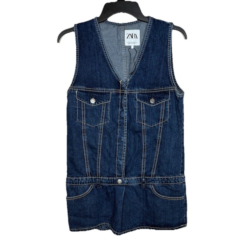 ZARA TRF‎ DENIM Jumpsuit Dress Size XS Sleeveless Mini Dress